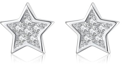 SLUYNZ 925 Sterling Silber kleine CZ Stern Ohrstecker für Damen Mädchen Stern Ohrringe