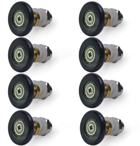 AKORD 8PCS Shower Door Rollers, 27mm Diameter for The Bathroom Glass Sliding Door Pulleys/Runners/Wheels, Black