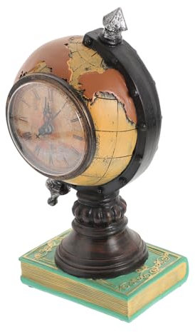 IMIKEYA Vintage Globe Clock Adornment European Style Desktop Ornament Finish Creative Home Decor for Living Tabletop