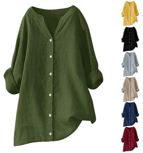 Muslin blusar damer överdimensionerad lång blus elegant festlig linneblus 3/4 ärm blusskjorta festliga blusar v-ringad linne lång skjorta stora storlekar skjorta skjorta blus tunika linnetoppar,