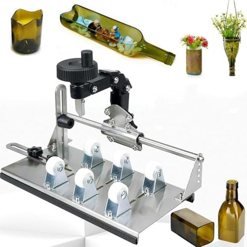 Kit cortador de botellas de vidrio ajustable, cortador de botellas de vidrio, kit de herramientas de corte de vidrio DIY mejorado, cortador fijo para botellas redondas, ovaladas, de vino y cerveza