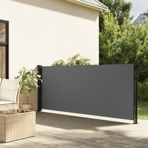 Festnight Seitenmarkise Ausziehbar 140x500 cm Sichtschutz Garten Sonnenschutz Terrasse Windschutz Sichtschutz Balkon Seitenwand Seitenrollo Außen Anthrazit
