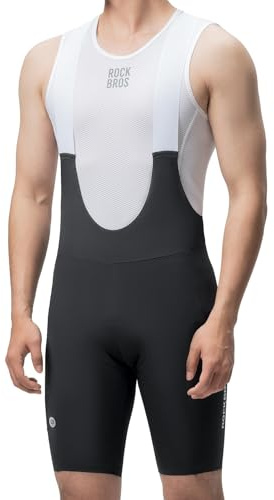 ROCKBROS Salopette da Ciclismo Uomo, Pantaloncini con Bretelle Traspirante, Pantaloni Bici Imbottiti 3D, Asciugatura Rapida e Antiscivolo, con Tasche Laterale, per Bici da Corsa Mountain Bike MTB
