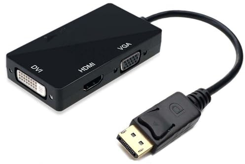 SAYESON Multi-Function Displayport DP to HDMI/DVI/VGA Adapter, 3 in 1 DP Displayport Adapter Male to Female Converter Cable (Black)