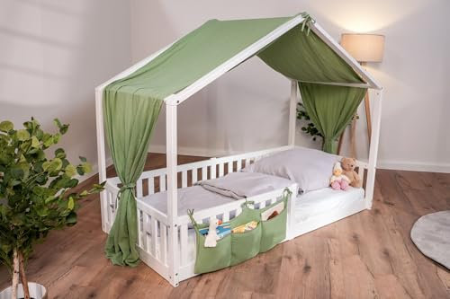 tiSsi® Baldachin Musselin für Hausbetten 90x200 cm grün