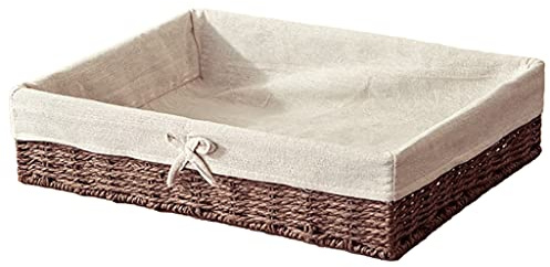 Corbeille de rangement rectangulaire en osier pour fruits et pain - Style vintage - Imitation rotin tressé