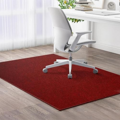 Surwin Bürostuhl Unterlage Teppich, Bodenschutzmatte für Bürostuhl Hartböden Parkett Laminat, Kratzfest rutschfest Bodenmatte Stuhlunterlage Dicke 6mm Bürostuhlunterlage (Burgund,120x150cm)