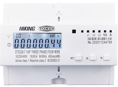 JNVFTCUX Compteur d'énergie triphasé 380 V 80 A sur Rail DIN avec Protection Contre Les surtensions et Les sous-tensions