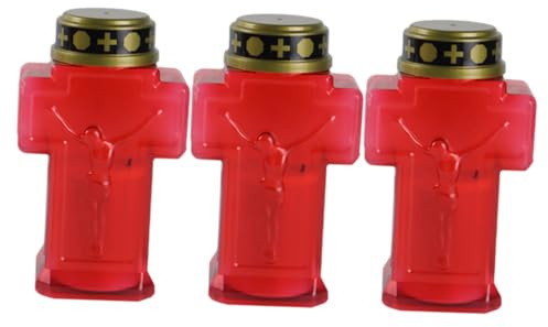 Operitacx 3 piezas Luz de Vela Eléctrica Sin con de Jesús de Decoración para Cementerio y Jardín Resistente la Iluminación Conmemorativa para Memorial y Iglesia