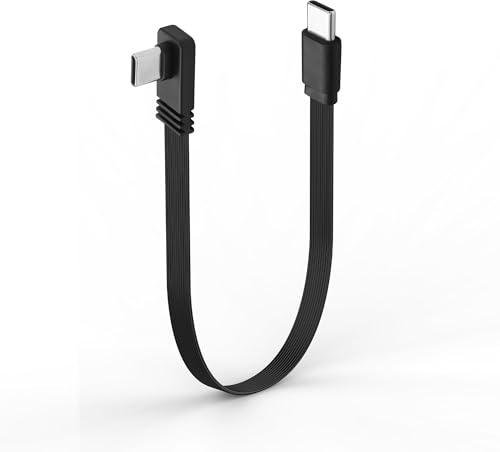 JSADZKJ Cavo piatto USB-C corto ad angolo retto PD 100W Ricarica rapida cavo di ricarica USB C a C a 90 gradi Cavo corto ultrasottile da tipo C per telefoni 16/15, tablet,auto-7,87pollici