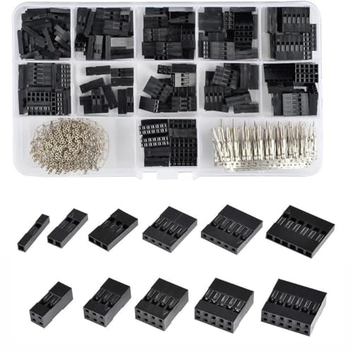 Treki 620 Stück Dupont Stecker Kit 2,54 mm Pitch Dupont Steckverbinder Gehäuse 1/2/3/4/5/6 Polig, Dupont Stecker Buchse Männlich Weiblich Stiftleiste Dupont Crimp Pins Reparieren von Platinen