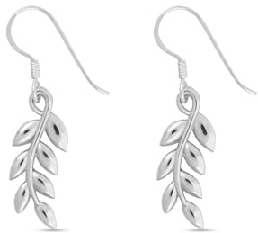 925 Sterling Silver Leaf Dangle Earrings for Women Girls by Heather Needham Silver – Nature Inspired Drop Earrings – Lightweight Everyday Jewellery Gift for Her ER286