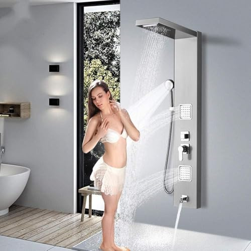 QHLMLL Colonne de Douche de Bain, pommeau de Douche Cascade, mitigeur 5 Voies, Ensemble de robinets à Jets