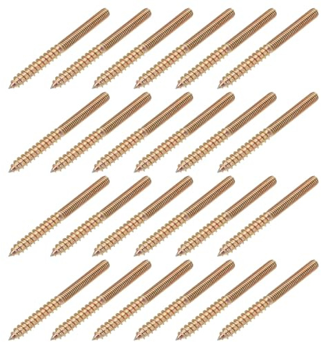 YELARXI M6 Hanger Bolts, 2.8(70mm) Length Double Headed Bolts Self-Tapping 6mm Screw Wood Dowel Screw Bolt Furniture Accessories - Fitting for (Wood Joint Furniture Legs) 24 Pcs
