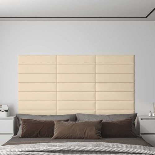 Schallschutzplatten Fassadenverkleidung,Wandpaneele 12 Stk. Creme 60x15 cm Stoff 1,08 m²,Zimmer Deko für Küche, Balkon, Schlafzimmer, Wohnzimmer