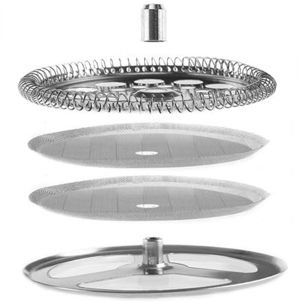 NiuLumea Lot de 4 filtres de rechange pour cafetière à piston avec maille en acier inoxydable, plaque en spirale et plaque croisée pour cafetières à piston de 350 ml, 600 ml, 1000 ml