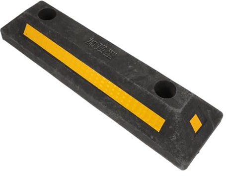 Ciieeo Fermaruota in Gomma Nero-Giallo Cuneo per Ruote Auto Camper e Rimorchi Blocco di Bloccaggio Portatile per Parcheggi e Garage Resistente All’Usura e Facile da Installare