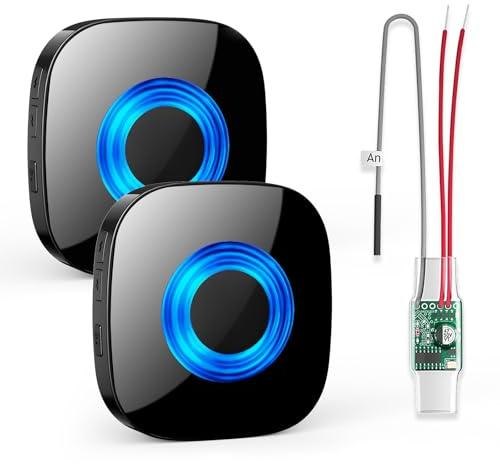 Funksignal Weiterleitung Set: Funkkonverter + 2 Steckdosen Empfänger | für Klingelanlagen (3-24V AC/DC), 110dB Lauter Gong, Einfache Installation, Ideal für Funk Erweiterung Türklingel
