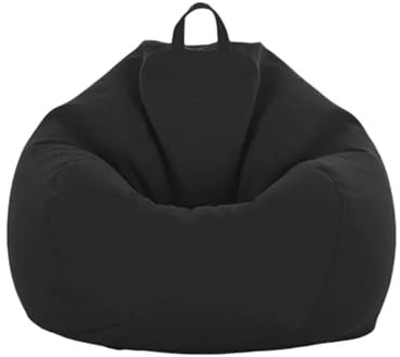 DSFIHJO Funda Puff Funda de sofá Perezoso, Funda puf, elástica, extraíble y Lavable para la Sala de Estar(Black,M)