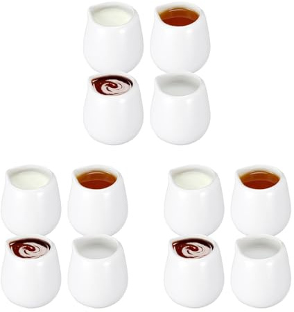 ULTECHNOVO Ensemble de 12 Pichets à en Céramique, Mini-pots à Lait pour Café Et Thé, Petits Récipients à Sauce en Porcelaine Blanche, de Sirop sans Poignée