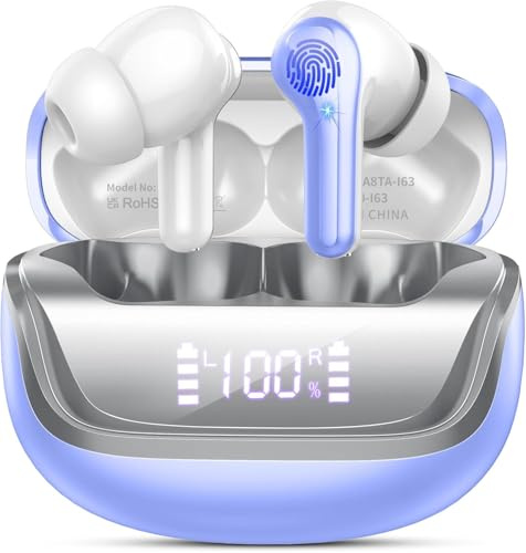 2026 Cuffie Bluetooth 5.4, Auricolari Bluetooth Stereo HiFi, 45 Ore Cuffiette In Ear con 4 ENC Cancellazione Rumore Mics, IP7 Impermeabili Cuffie Senza Fili, Cuffiette Touch Control/LED Display
