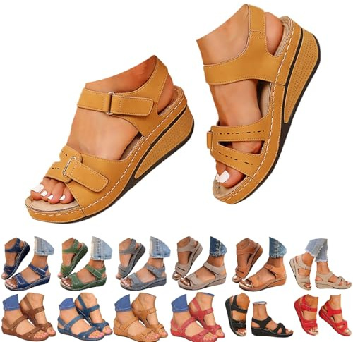 Genérico Sandalias Deportivas Mujer - Sandalias Ortopedicas Mujer Plataforma Zapatos Verano Comodos Vestir Moda Fiesta Sandalia de Cuña Transpirables Flexibles Playa Trekking Senderismo Caminar