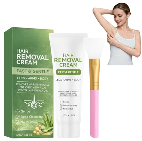 Gentle Aloe & Jojoba Depilatory Cream for Women | Fast Acting Body Hair Remover Works in 5–7 Minutes,Hair Removal Lotion with Free Scraper,Ideal for Legs,Arms,Underarms