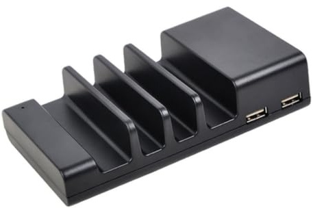 VILLCASE Stazione di Ricarica USB Multipla Porte Hub Ricarica Veloce per Telefoni Tablet e Dispositivi Indossabili Protezione Completa Nero Spina Eu