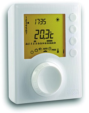 Delta Dore Thermostat filaire programmable Tybox 1117 pour chaudières, pompes à chaleur et poêles à bois. Programmation | Gestion du chauffage - 6053005, Blanc, Taille unique