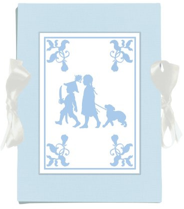 Gräflich Münster'sche Manufaktur GMM Baby Tauf Album - Leporello 15x21cm für 20 Fotos zur Geburt in Seiden Optik, Mini Gästebuch, Tagebuch in hellblau
