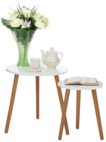 Premier Housewares 2403413 Nostra Interlocking Placemat with Wooden Legs Lacquered White (Set of 2)