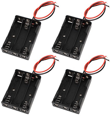 sourcing map 4Stk Verkabelt 3x1,5 V AAA Batteriehalter Kunststoffkoffer | Aufbewahrungsbox Container Organizer Adapter Checker