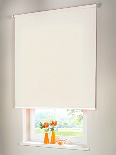 Hochwertiges Sichtschutzrollo Mittelzugrollo Springrollo Rollo Sichtschutz 200 x 220 cm / 200x220 cm creme // Sichtschutzrollo/Sichtschutz-Rollo/Fensterrollo