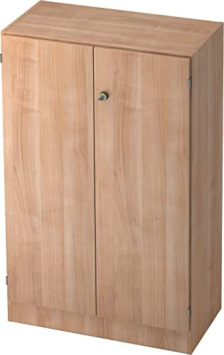 bümö Office Aktenschrank abschließbar, Büroschrank klein aus FSC-Holz, 80cm breit in Nussbaum - abschließbarer Schrank, Büroschrank abschließbar, Büro Möbel Schrank System