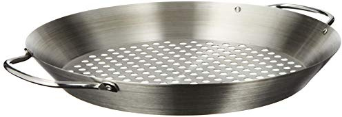 Tablecraft 12 Diameter Stainless Steel Grill Pan with Handles, Silver, Model: BBQ122