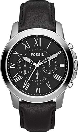 Fossil Herren Grant Uhr, Quarz-Chronographenwerk mit Lederarmband