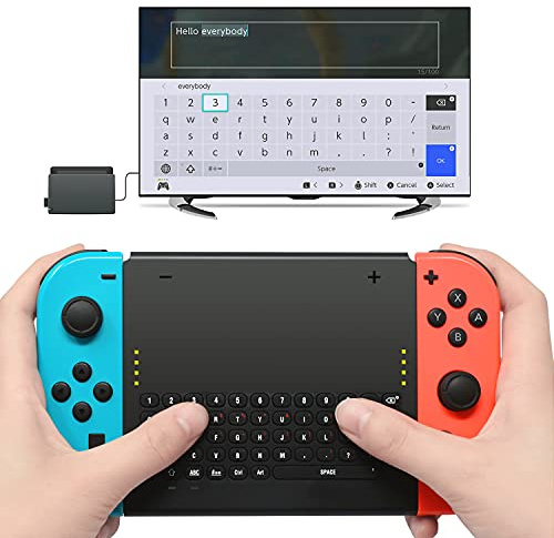 FYOUNG Wireless Keyboard Compatible with Nintendo Switch/Switch OLED, Wireless Gamepad Chatpad Message Keyboard for Switch, 2.4G USB Rechargable Handheld Remote Control Keyboard with a 2.4G receiver
