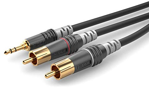 SommerCable HBA-3SC2-0300 Câble adaptateur audio basique de 3 m - Mini jack 3,5 mm à 3 broches vers 2 fiches RCA (L+R) avec connecteurs Hicon