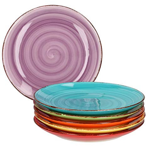 Ensemble de 6 assiettes à gâteau Assiette à dessert unicolore Assiette à dîner Assiette de service pour le petit-déjeuner buffet Petits accessoires de table Plats en faïence résistants au four