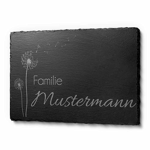Schiefer Türschilder mit Gravur | Namensschild Briefkastenschild selbstklebend/blank Klingelschild mit vielen schönen Motiven | Größe 15x10 cm