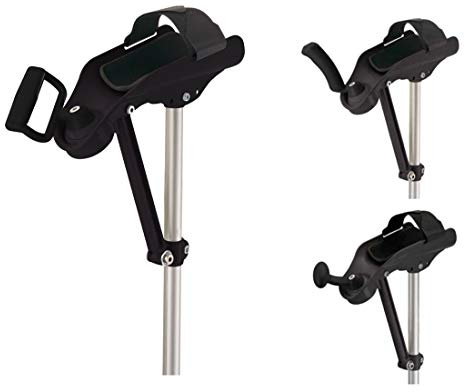 FabaCare Arthritis Gehstütze, Krücke, Gehhilfe, 3 Haltegriffe inkl, höhenverstellbar, bis 150 kg, 100 cm - 123 cm, Schwarz