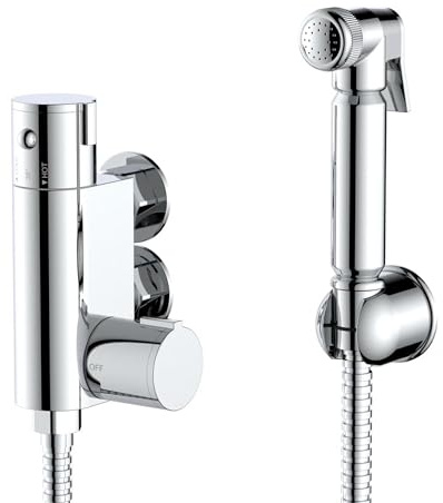 ENKI, Vero, SH0110, Chrome, Thermostatic Shower Mixer Valve Douche Shower Head, Hose & Bracket, Solid Brass, Anti-Scald Device, Temperature Control, Modern Design, Easy to Install, 1-Year Guarantee | Solid Brass, Easy Install, Fittings Included, 1-Year Guarantee, Rainfall Shower Head, Shower Mixer Set, Modern Bathroom