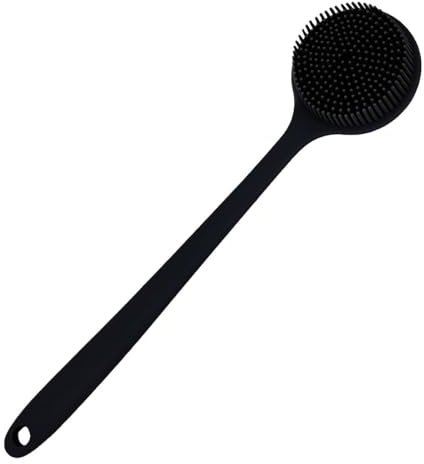 Long Handle Silicone Body Scrubber for Shower, Dual-Sided Back Scrubber Brush with Soft Bristles&Massage Nodes, Exfoliating Bath Brush for Hard to Reach Areas, Easy to Clean & Quick Dry, for Daily Use