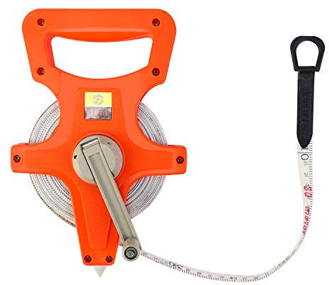 QWORK Open Reel Tape Measure, Fibreglass Surveyors Tape, 30M /100 FT