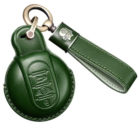 ontto Autoschlüssel Hülle Passt für BMW Mini Cooper S D One Clubman Countryman F56 F54 F55 F57 F60 Schlüsselcover Leder Schlüsselhülle Schlüsselanhänger Schlüssel Schutz Etui 3 Tasten-Grün