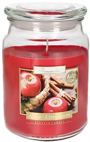 KOTARBAU® Vela aromática en tarro de cristal con tapa, Idea de regalo, Vela en frasco para aromaterapia, Decoración del hogar, Duración prolongada, Fragancia, Grande, Aroma a manzana y canela