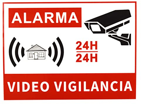 Pack de 10 Pegatina Videovigilancia Alarma - Impermeable Anti-UV Duradera - Adecuado para el hogar, tienda, garaje, almacenes (8 x 6 cm)
