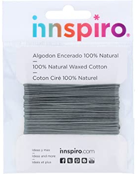 INNSPIRO Cordoncino cotone cerato fine verde grigio 2,0 mm. 5 m.