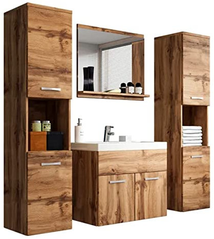 PIASKI Ensemble de meubles de salle de bain Montréal XL, ensemble de meubles de salle de bain, lavabo inclus, différentes couleurs (Wotan), One Size, (MONXL)