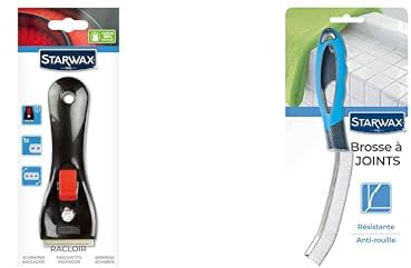 STARWAX Racloir pour Vitroceram & Induction - 1x - Idéal pour Nettoyer une Plaque en Vitrocéramique ou Induction & Brosse à Joints - 1x - Poignée Egonomique - Anti -Rouille